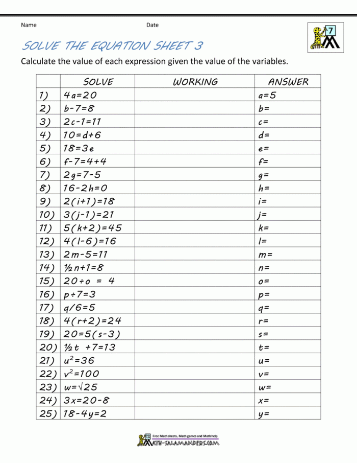 Algebra For Beginners Worksheets 99Worksheets