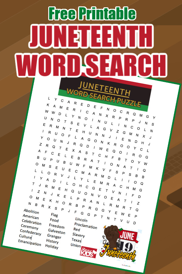 Free Printable Juneteenth Word Search Puzzle Jinxy Kids