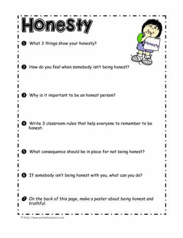 Honesty Worksheet Honesty Lesson Therapy Worksheets Character 
