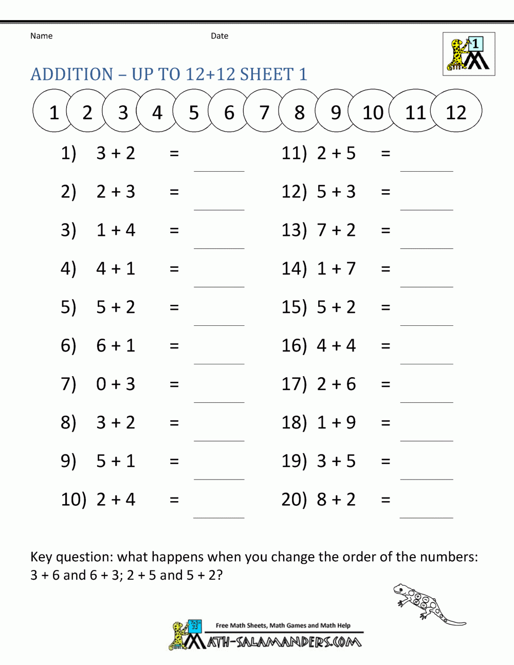 19 MATH SUMS FOR GRADE 1 ONLINE