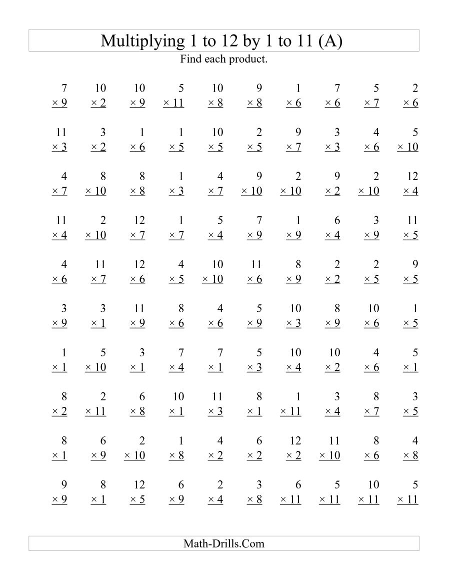 Printable Multiplication Worksheets 1 12 Printable Worksheets