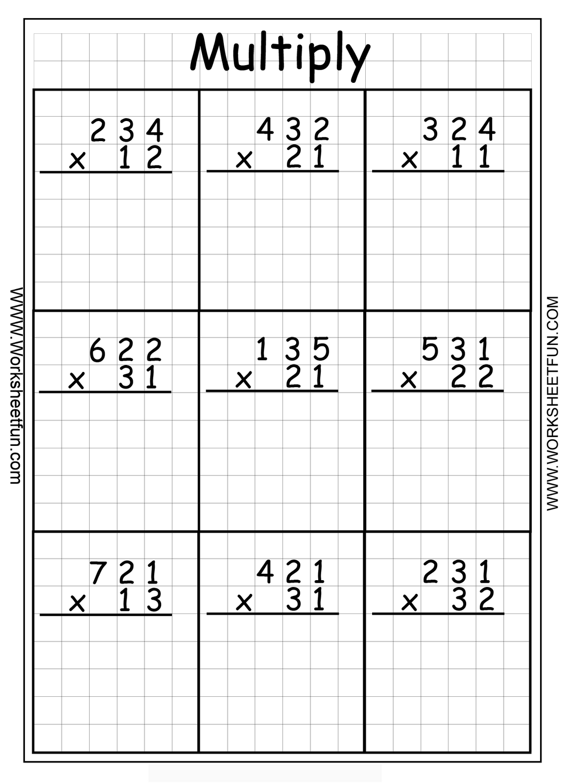 Printable Multiplication Worksheets Two Tables