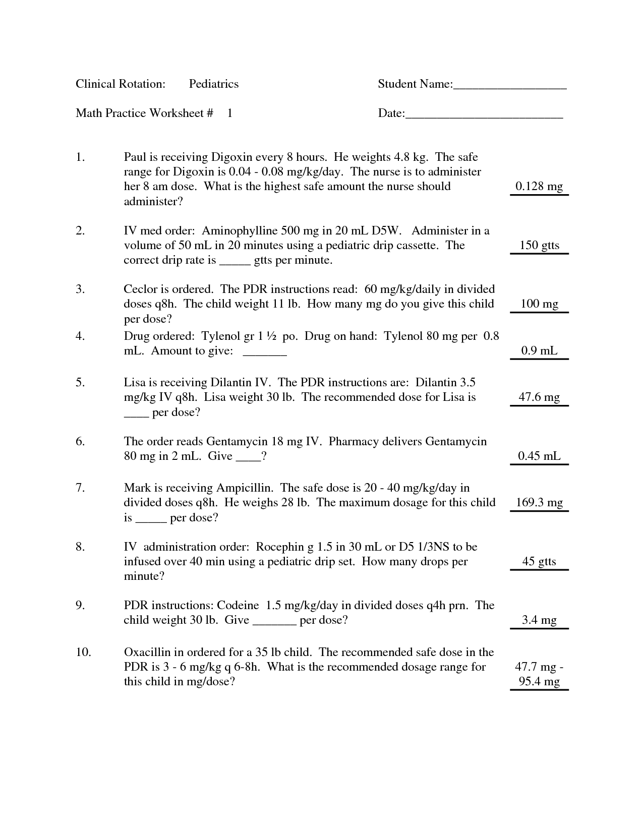 Medical Math Worksheets Printable Worksheets And Activities For 