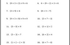 Order Of Operations Pemdas Practice Worksheets Answers