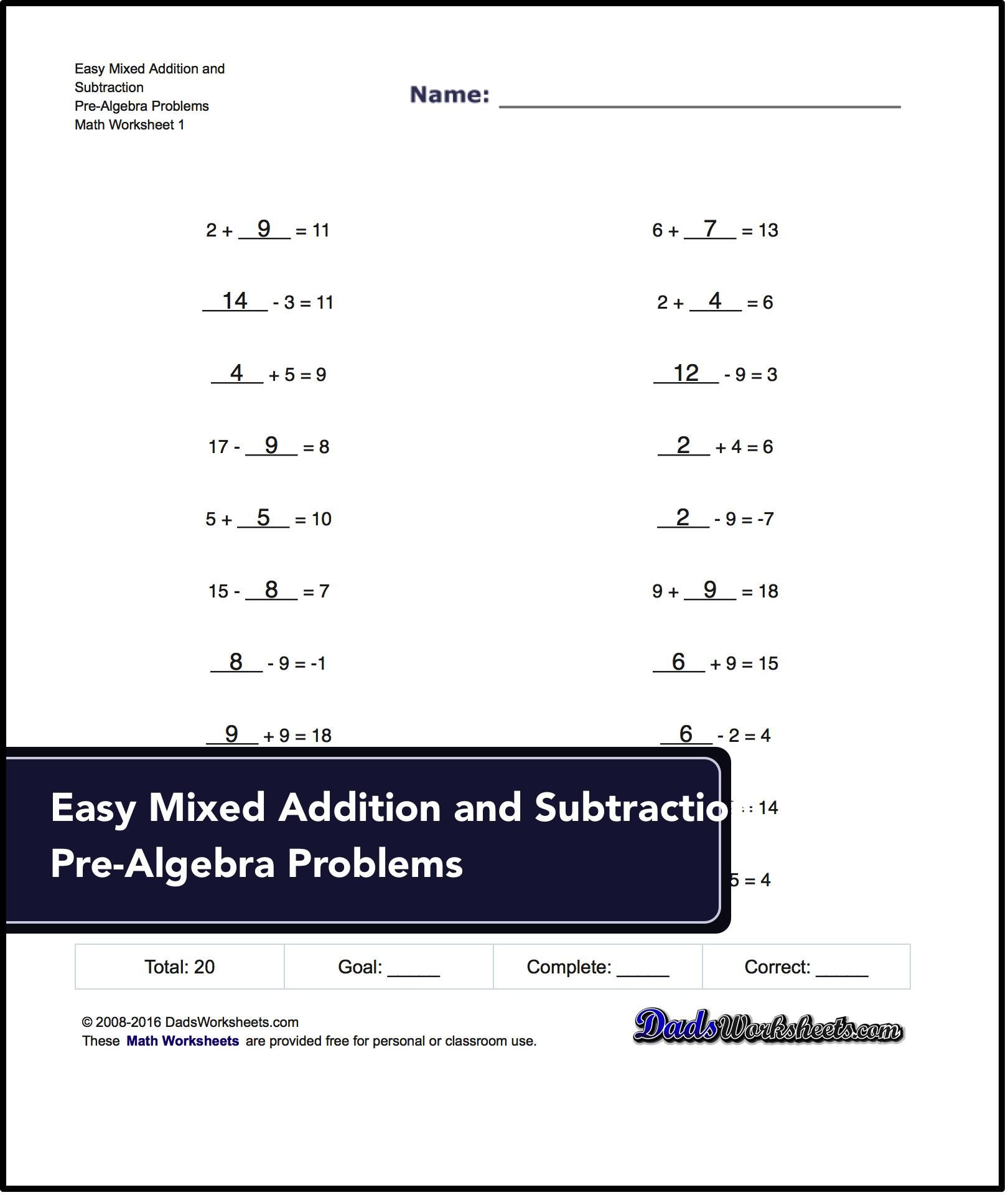 Free Printable Math Worksheets Pre Algebra Learning How To Read