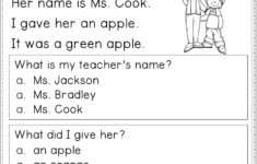 1st Grade Kindergarten Reading Comprehension Worksheets Pdf Free