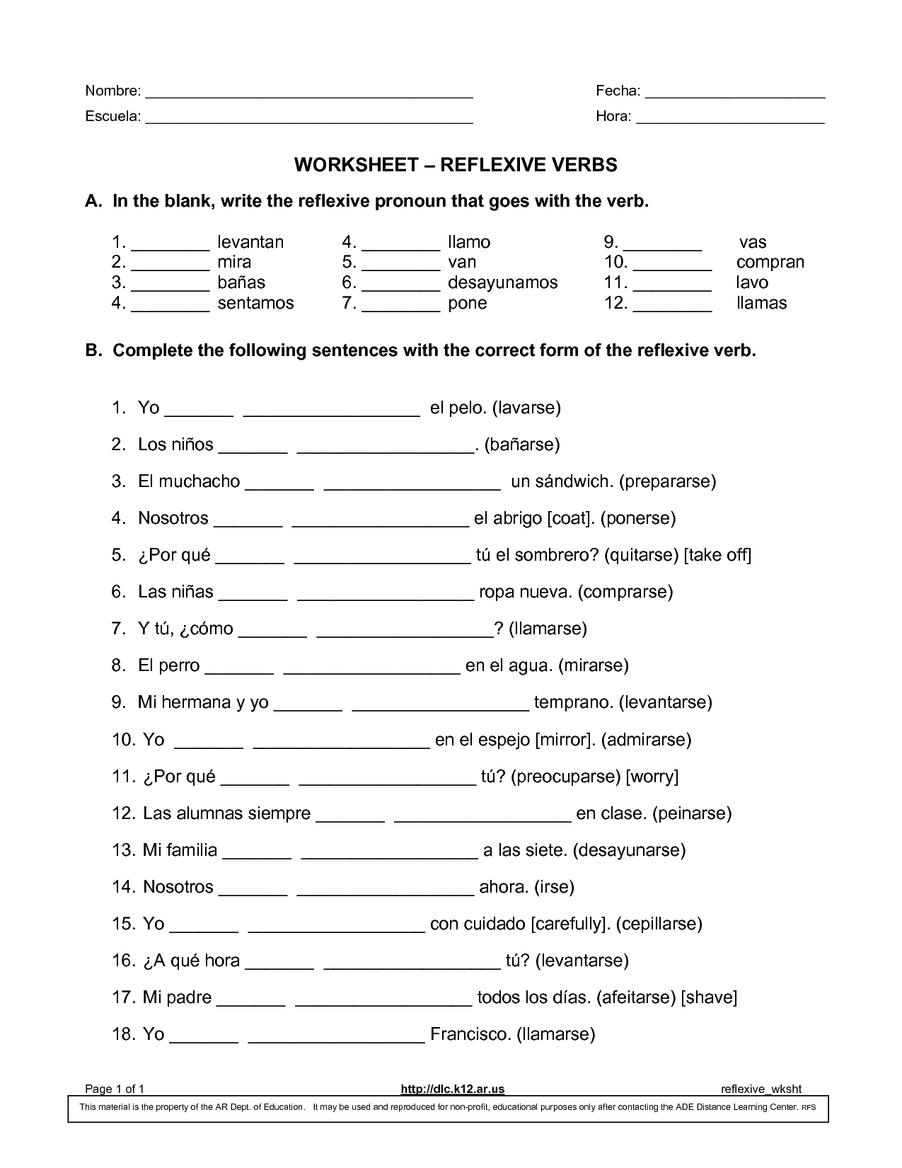 Printable Spanish Worksheets Printable Worksheets