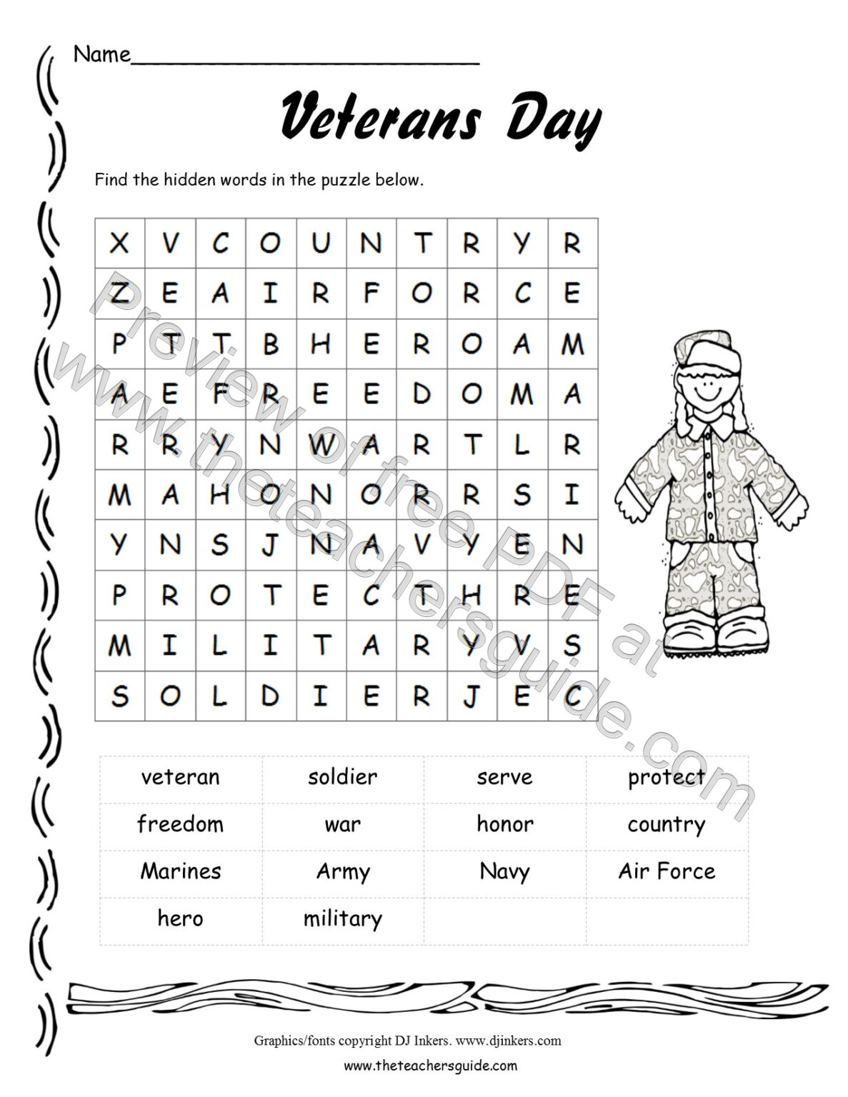 printable veterans day worksheets pdf Printable Worksheets