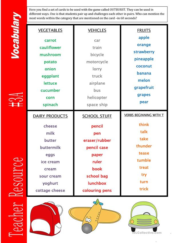 Teacher Resource 3A Vocabulary Worksheet Free ESL Printable 