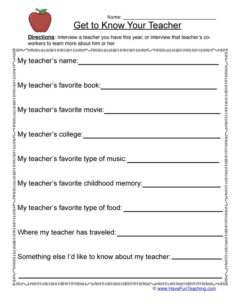 Student Information Sheets Have Fun Teaching