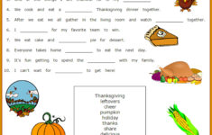 Thanksgiving Printables Fill In Vocabulary Sheet For Children