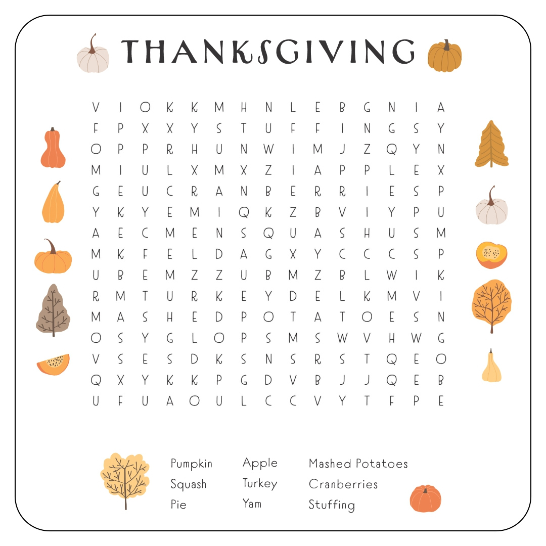 5 Best Thanksgiving Printable Word Searches 2nd Grade Printablee