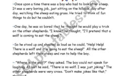 The Boy Who Cried Wolf ESL Worksheet By Face2face