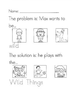 Where The Wild Things Are Problem solution Worksheet By SpEd Teacher 