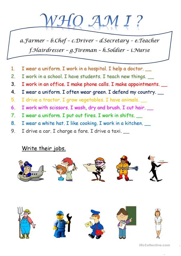 Who Am I Jobs English ESL Worksheets For Distance Learning And 