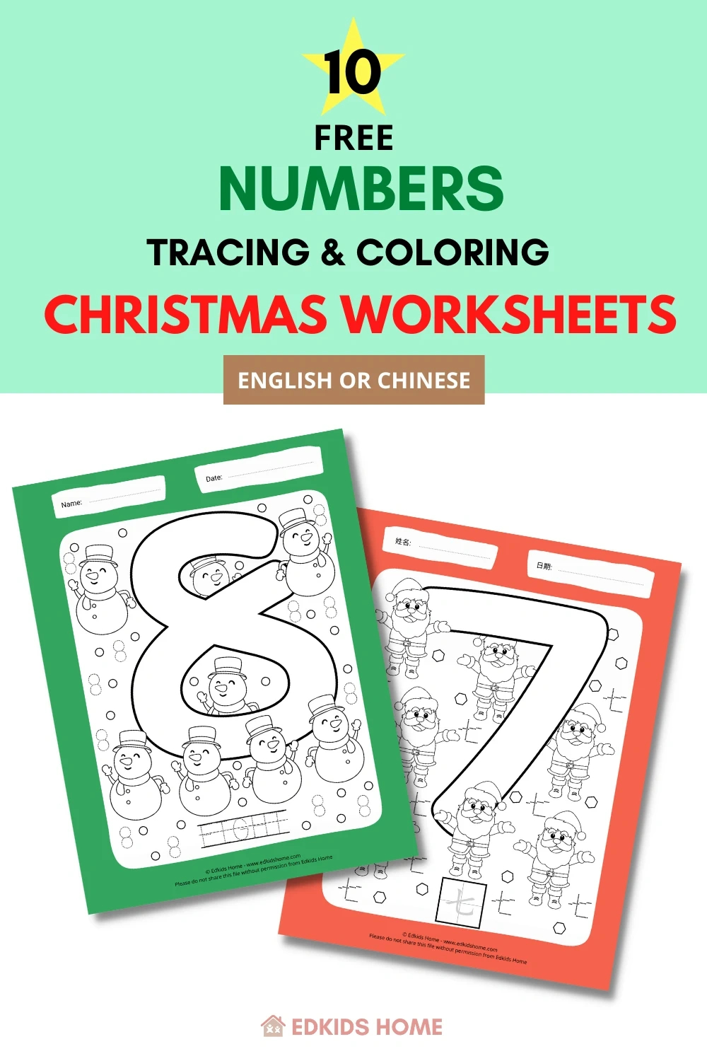 10 Best Free Numbers Tracing &amp;amp; Coloring Christmas Worksheets inside Christmas Number Tracing Worksheets