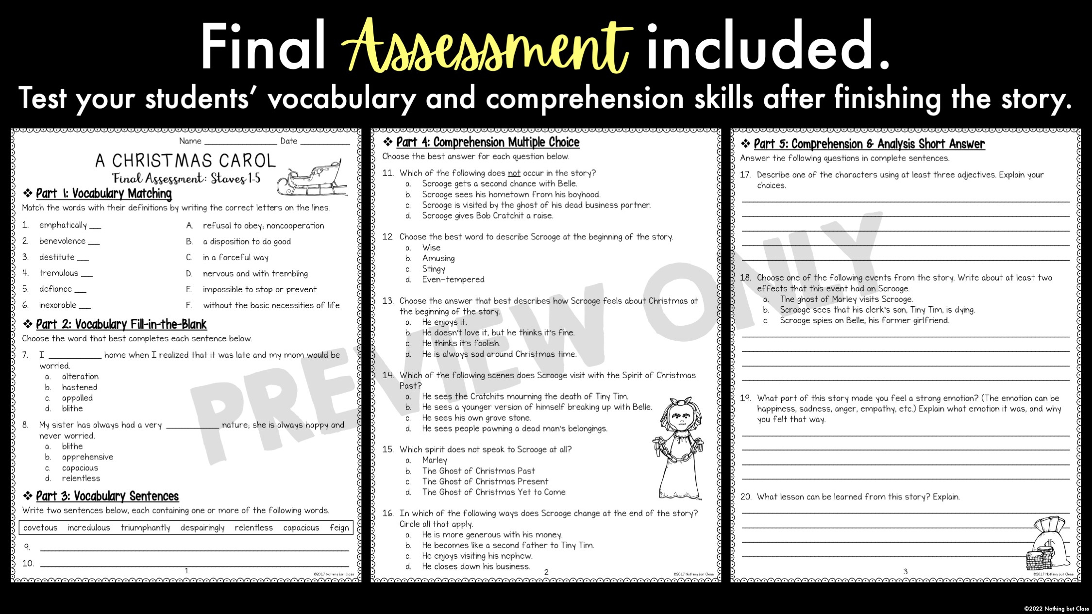 A Christmas Carol Novel Study Unit | Comprehension Questions With with regard to A Christmas Carol Figurative Language Worksheet Answer Key