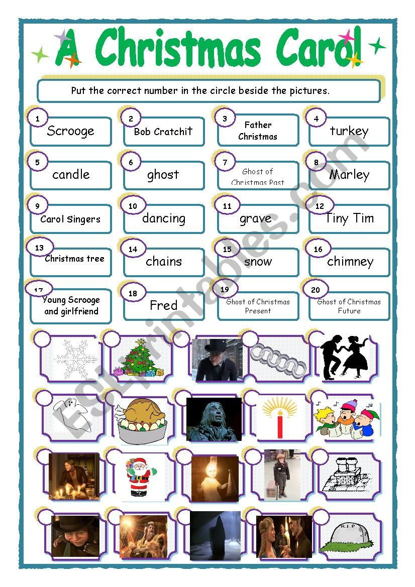 A Christmas Carol´charles Dickens Match-Up Activity. - Esl regarding Christmas Carol Worksheets