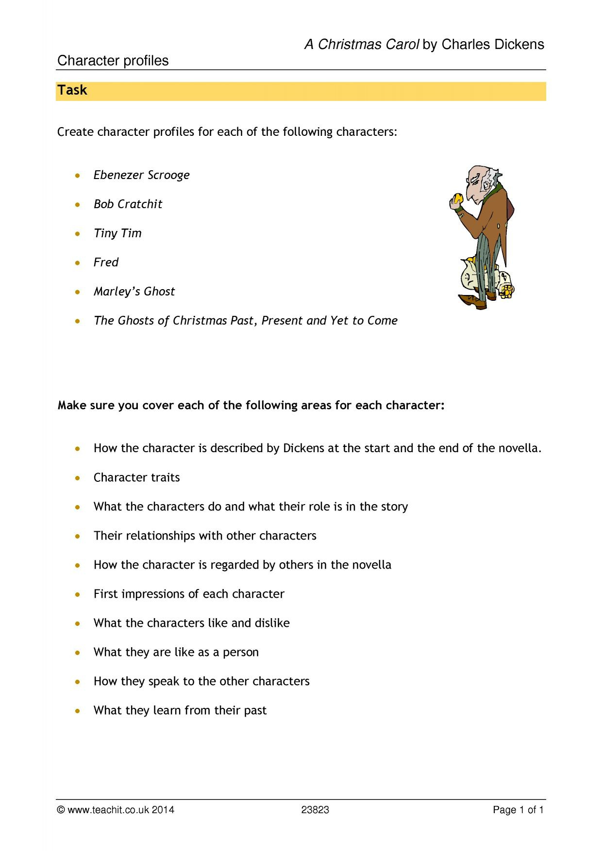 Character Profiles | A Christmas Carol | Gcse English Literature in A Christmas Carol Character Analysis Worksheet