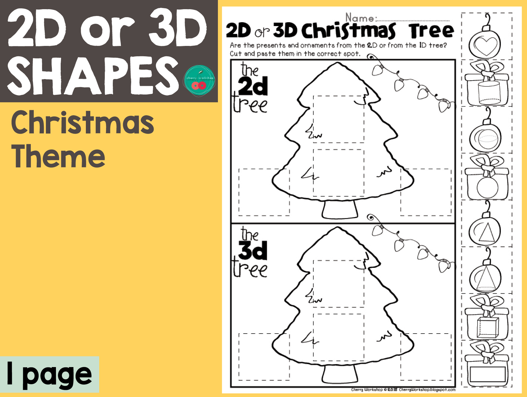 Christmas 2D Or 3D Shapesteach Simple pertaining to Christmas Shapes Worksheet