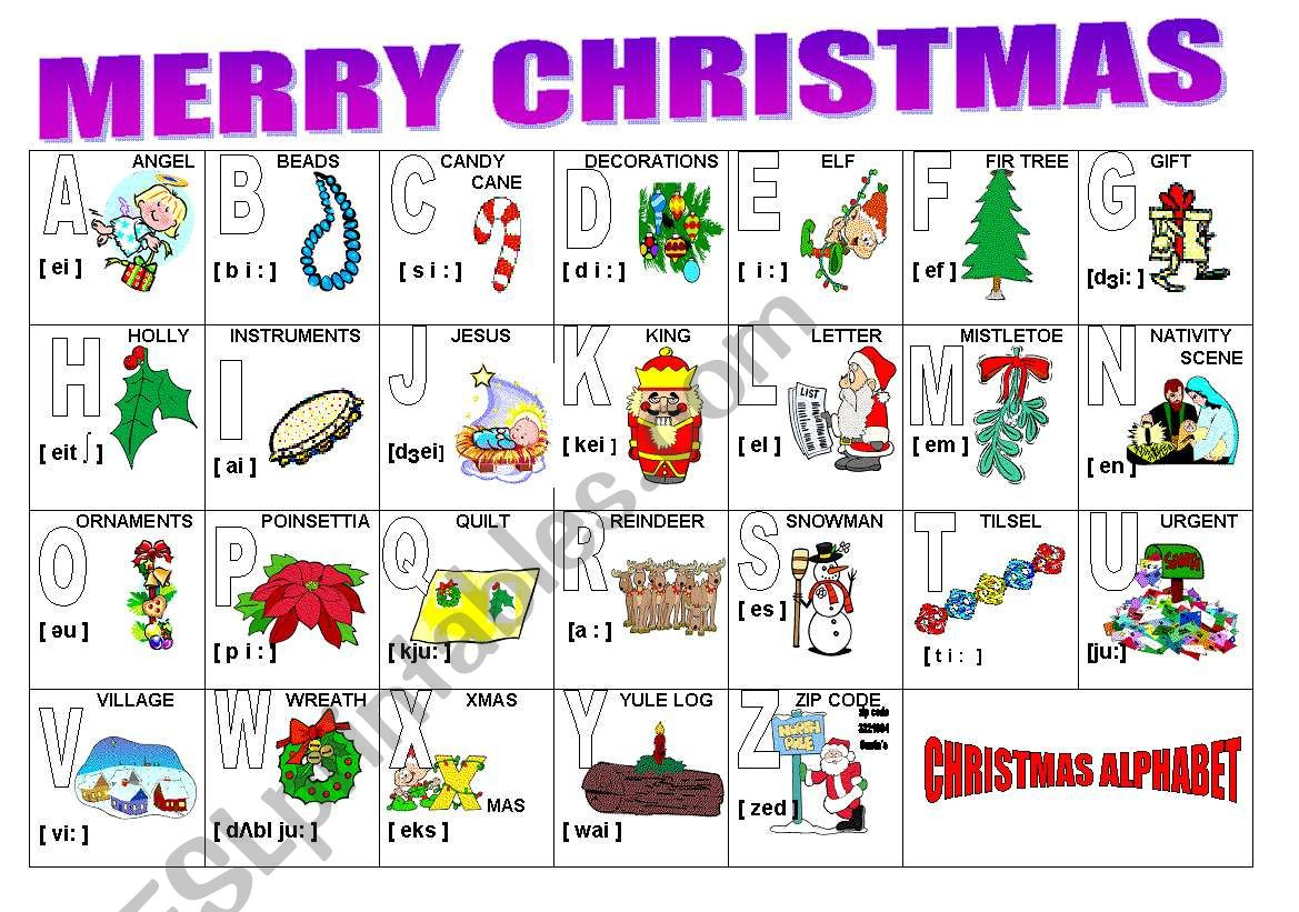 Christmas A To Z Echten Worksheet intended for Christmas Words Alphabetical Order Worksheet