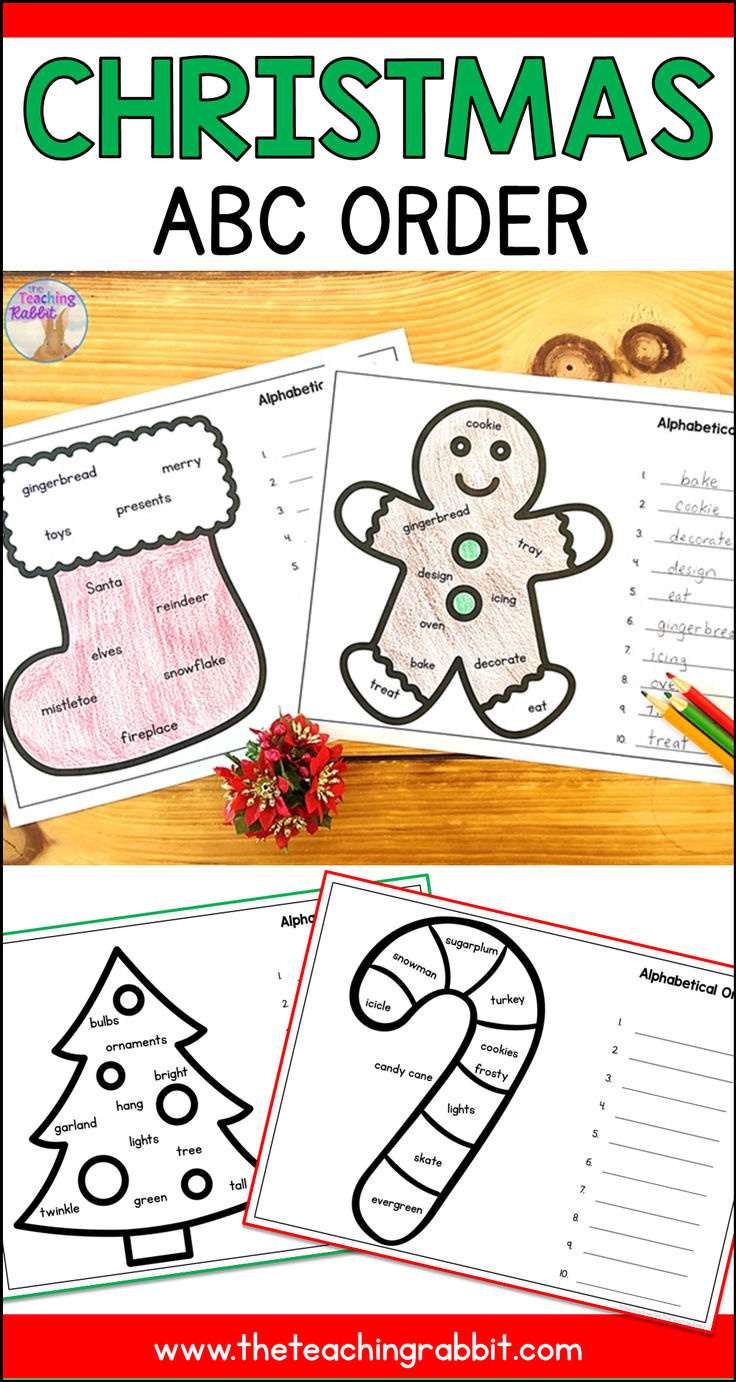 Christmas Abc Order Worksheets - Alphabetical Order Center For Grade 2 for Christmas Abc Order Worksheets