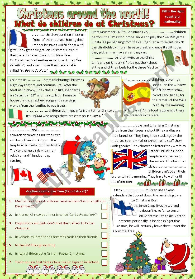 Christmas Around The World - Esl Worksheetmariaolimpia inside Christmas Traditions Around The World Worksheets