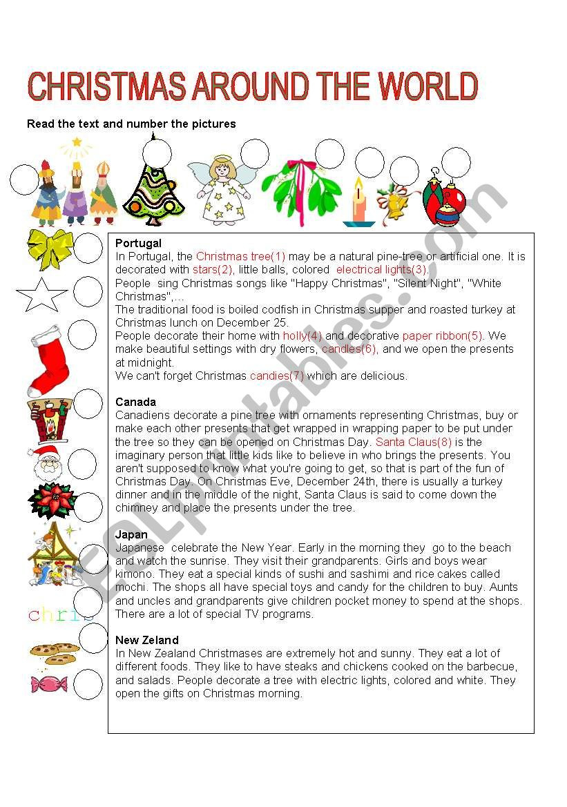 Christmas Around The World - Esl Worksheets.lefevre for Christmas Customs Around The World Worksheet