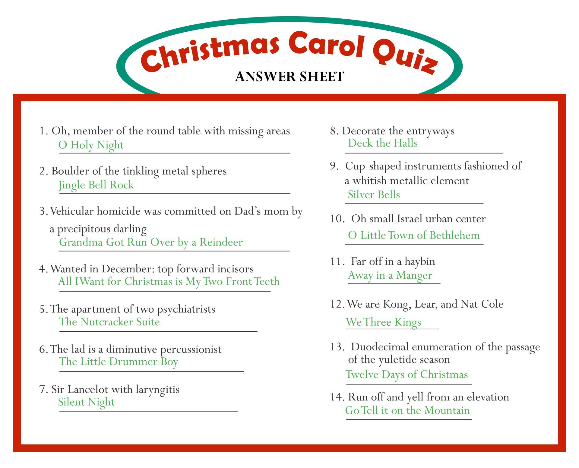 Christmas Carol Trivia - 15 Free Pdf Printables | Printablee for Christmas Carol Trivia Worksheet