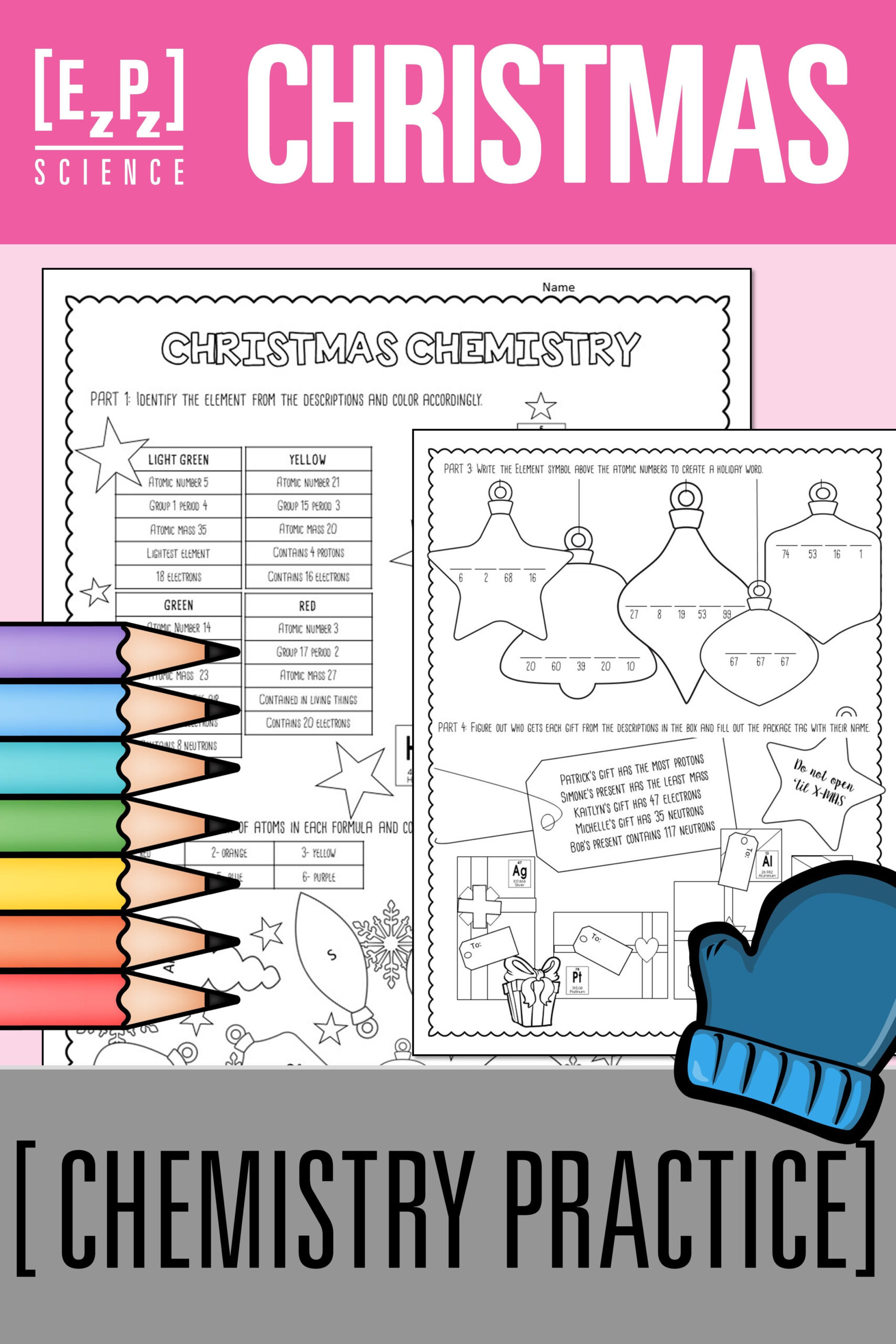 Christmas Chemistry Practice within Christmas Chemistry Worksheet