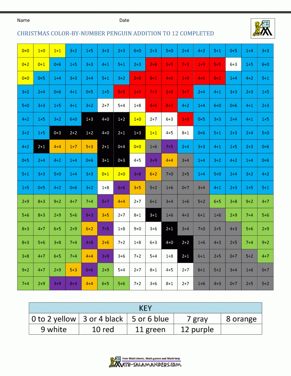 Christmas Colornumber Sheets For Kids within Christmas Math Coloring Worksheets 5Th Grade