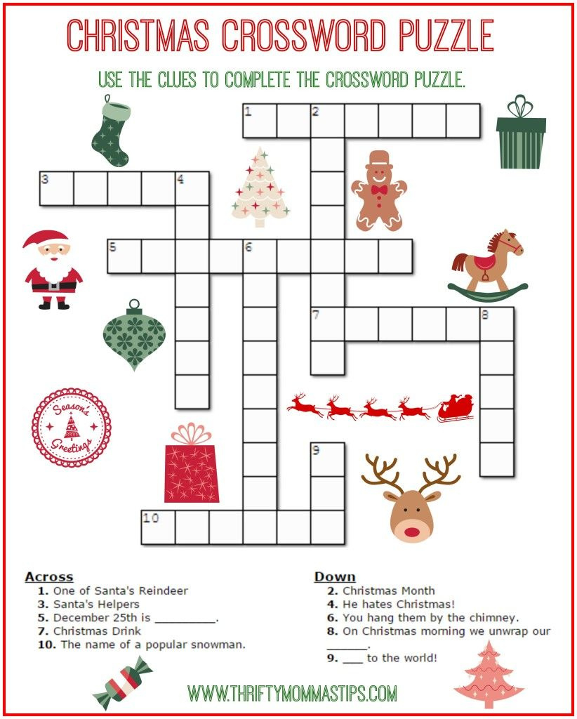 Christmas Crossword Puzzle Printable - Thrifty Momma&amp;#039;S Tips inside Christmas Crossword Puzzle Worksheet