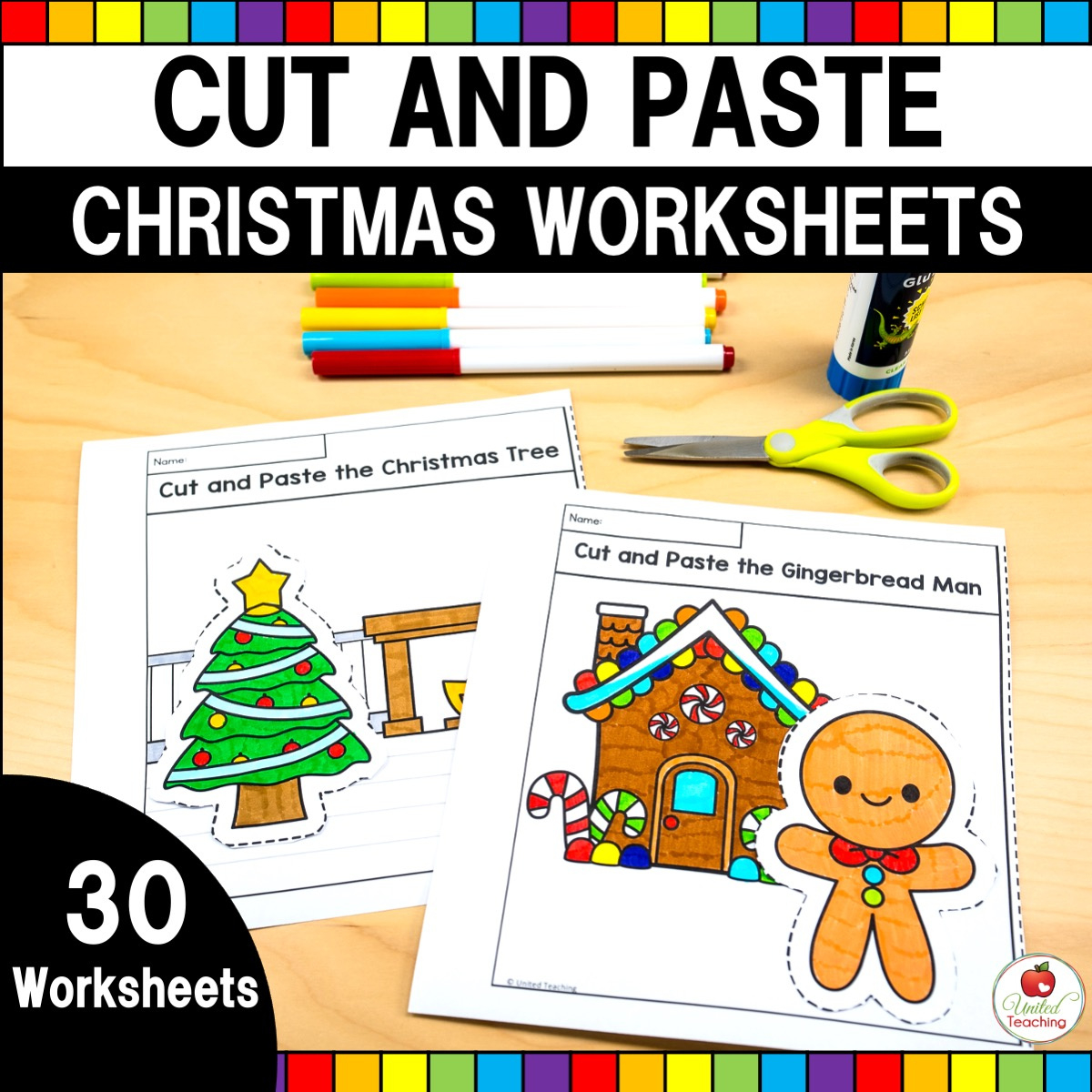 Christmas Cut And Paste Worksheets - United Teaching regarding Christmas Preschool Worksheets Cut And Paste