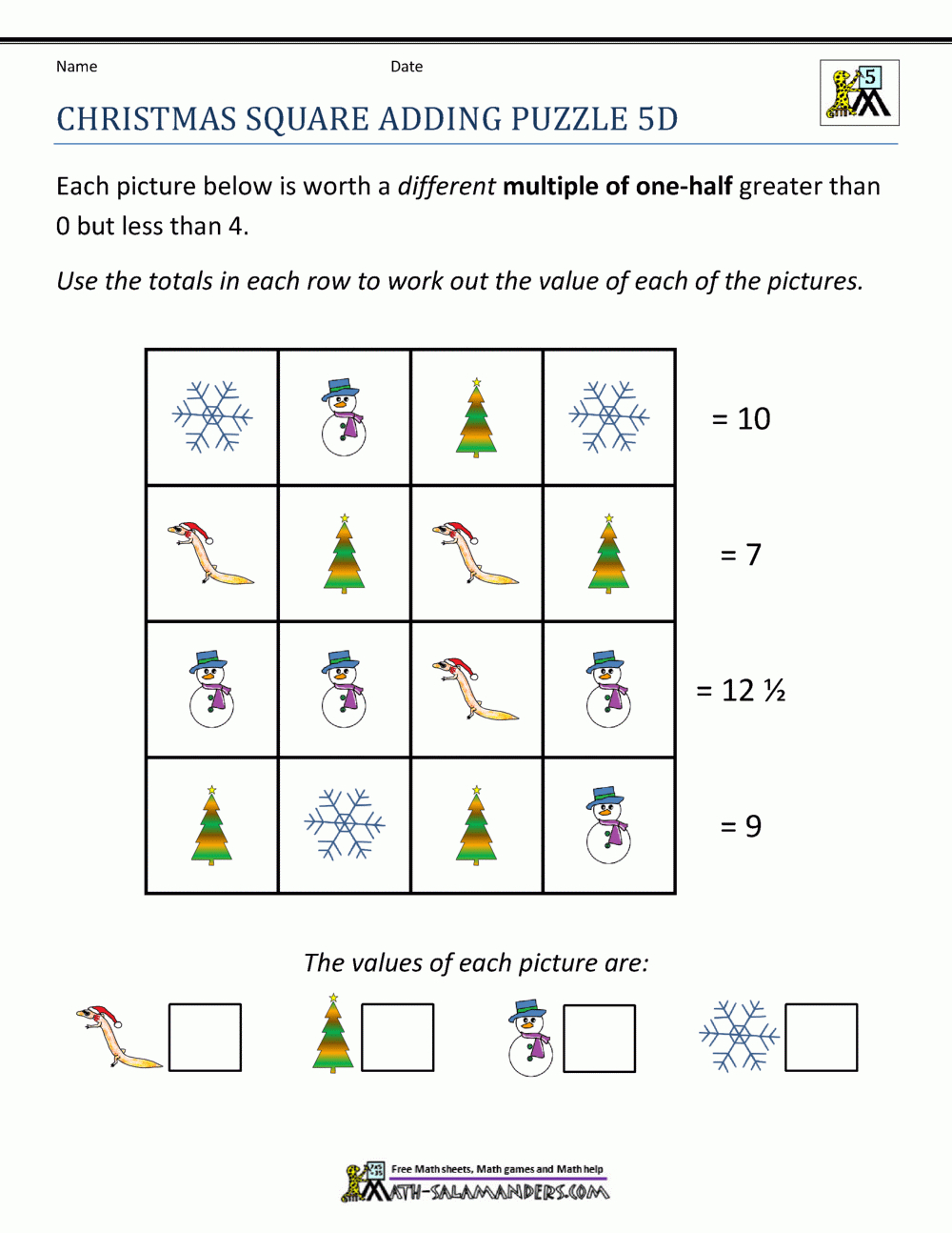 Christmas Math 5Th Grade Worksheets with Christmas Worksheets 5Th Grade