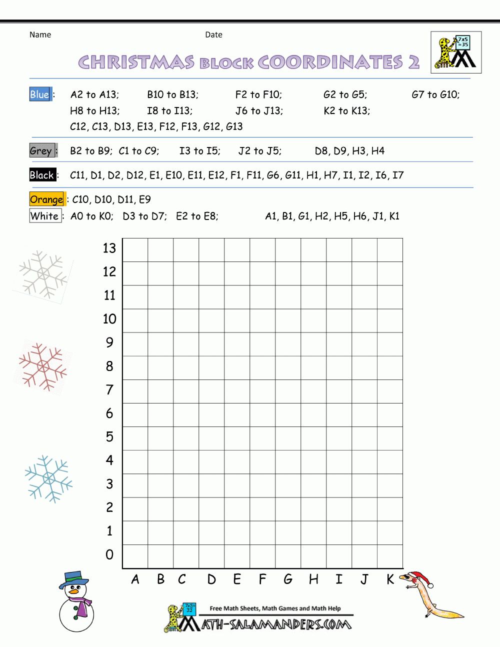 Christmas Math Activities in Printable Christmas Coordinates Worksheets