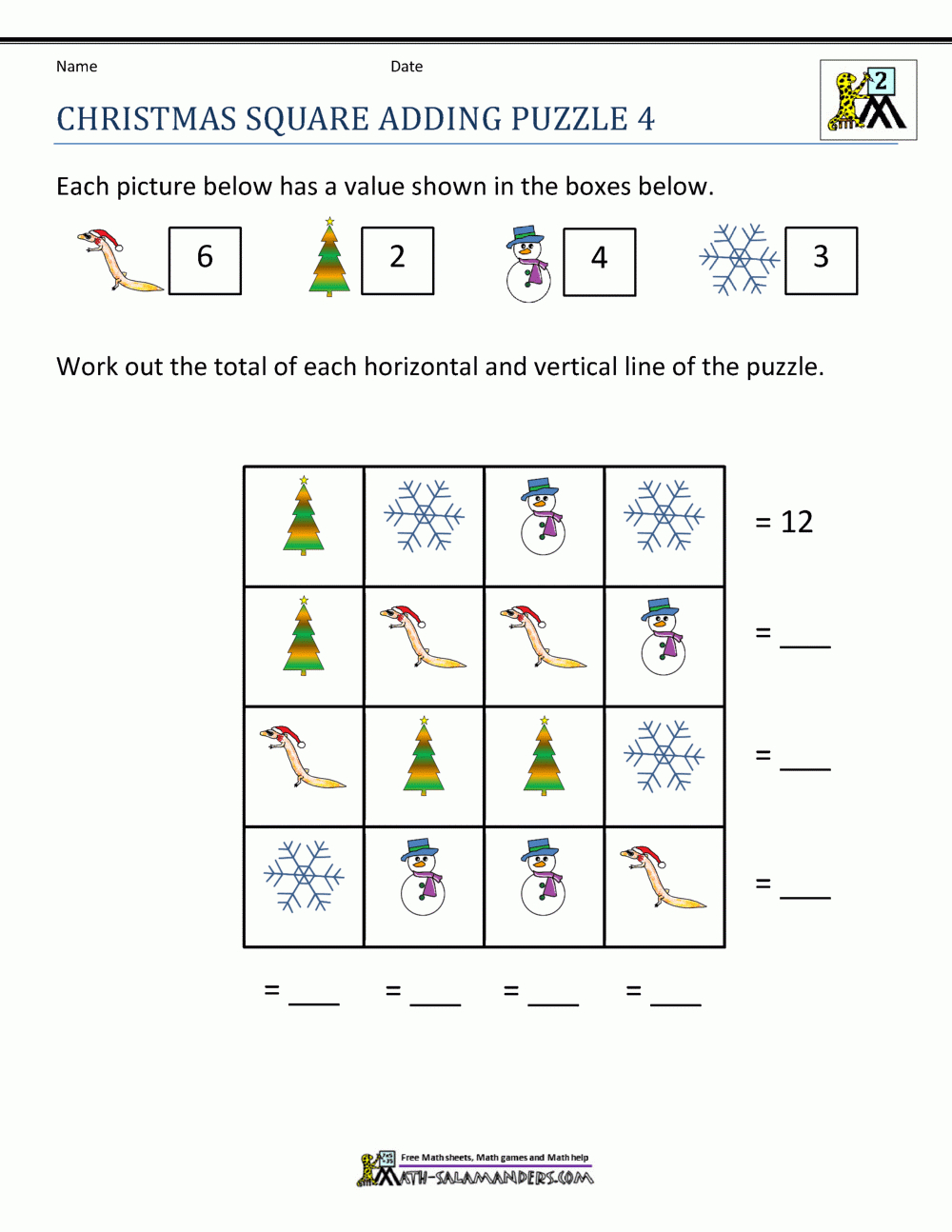 Christmas Math Worksheets in Free Christmas Math Worksheets 3Rd Grade