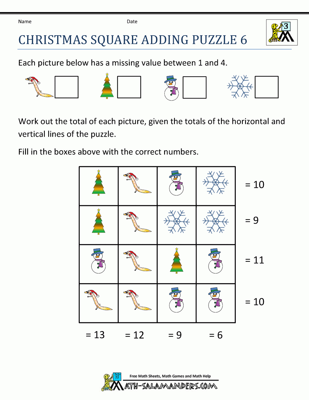 Christmas Math Worksheets with Free Math Christmas Worksheets