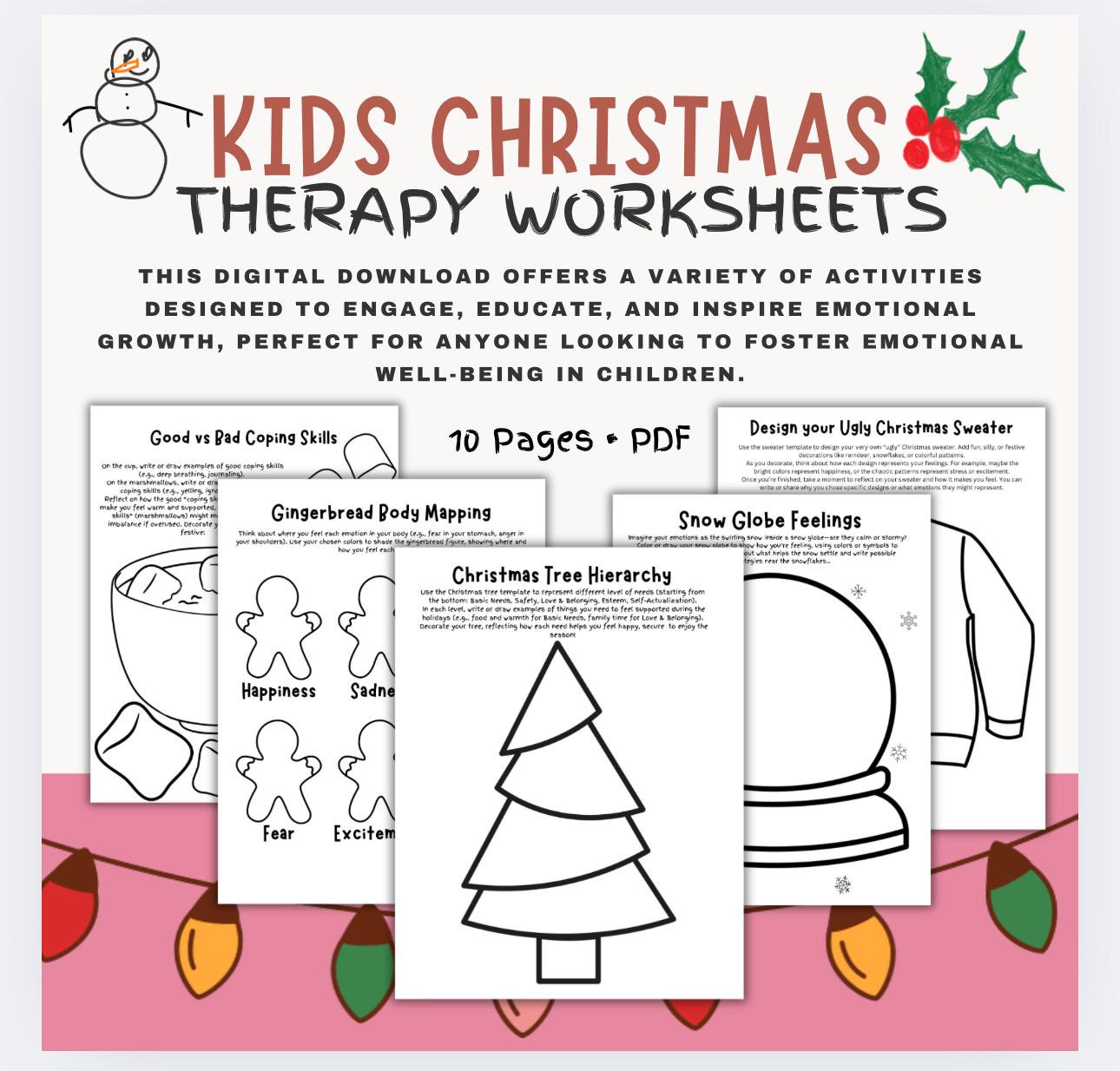 Christmas Mental Health Printables - Etsy within Christmas Therapy Worksheets