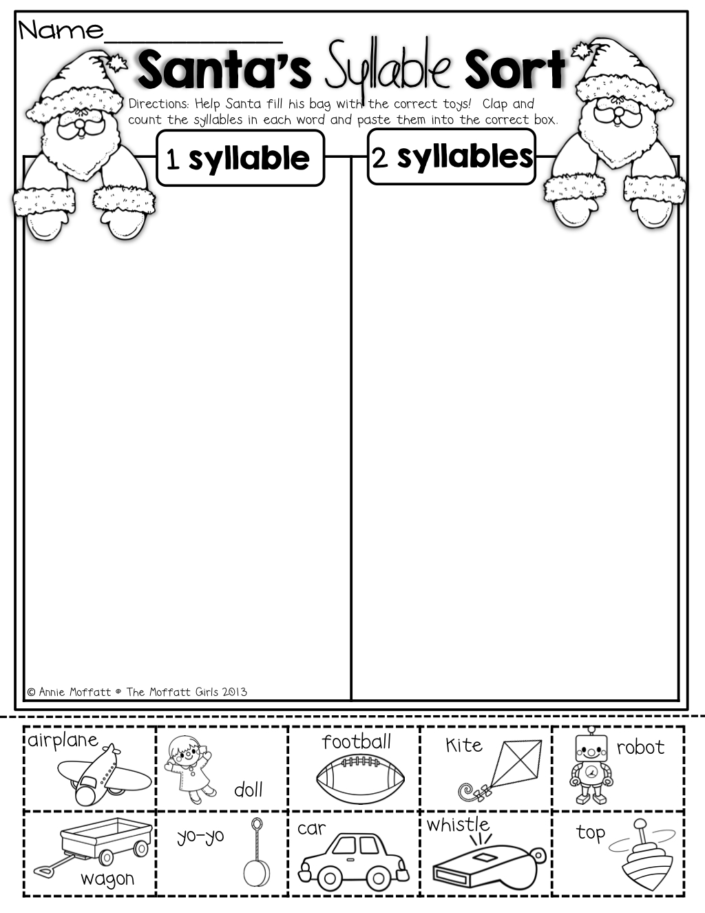 Christmas No Prep Packet (Kindergarten) within Christmas Syllables Worksheet