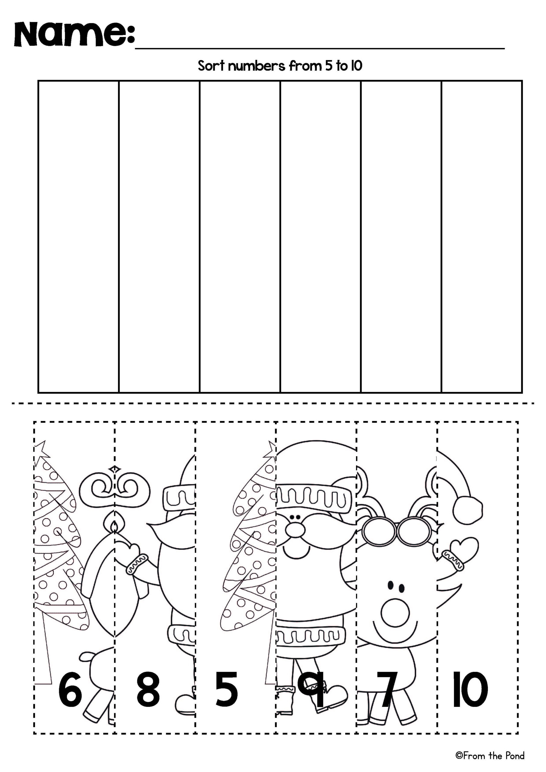 Christmas Number Line Activities | Cut And Paste Math Puzzles in Christmas Worksheet Cut and Paste