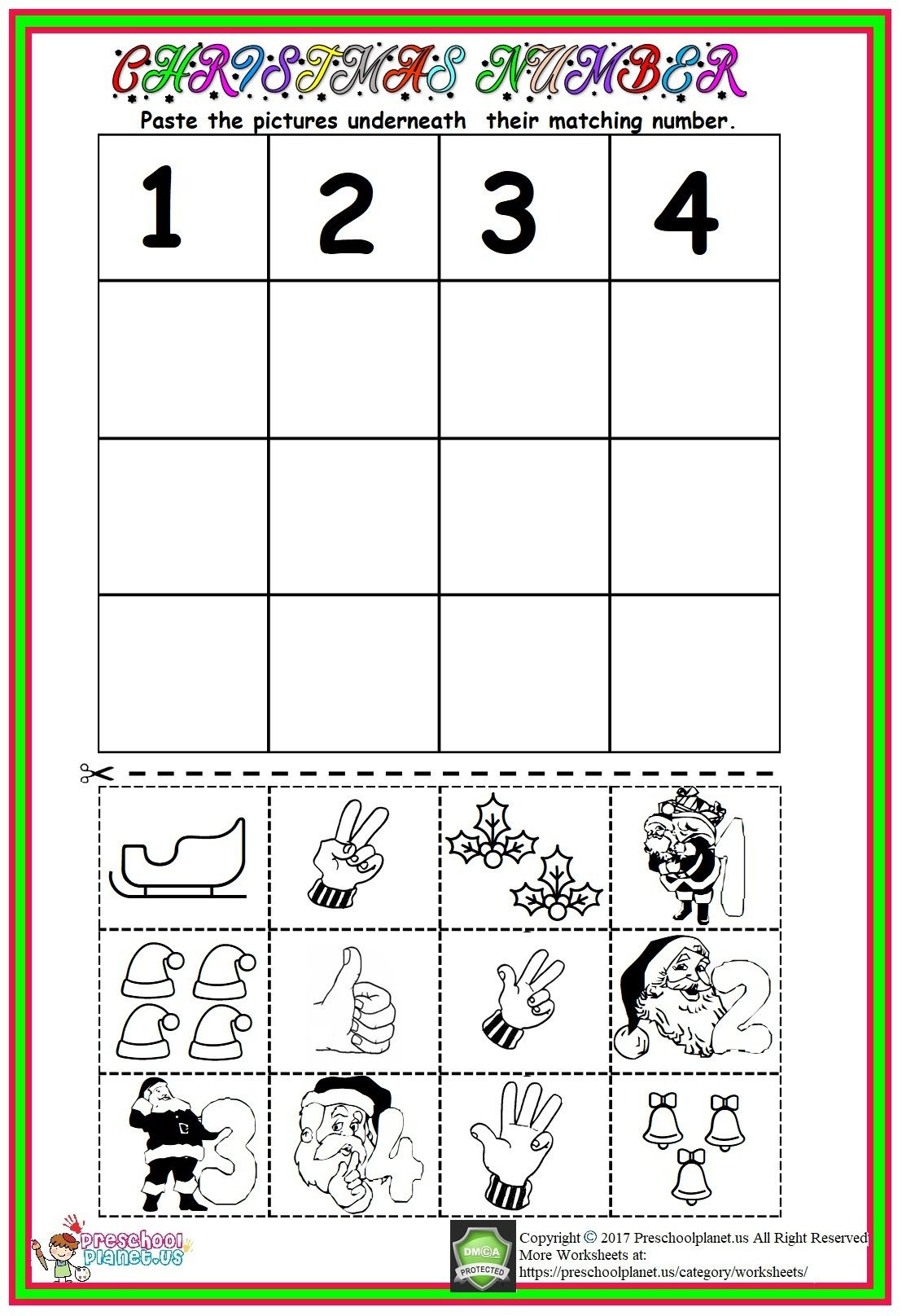 Christmas Number Worksheet with Christmas Number Worksheets For Preschoolers