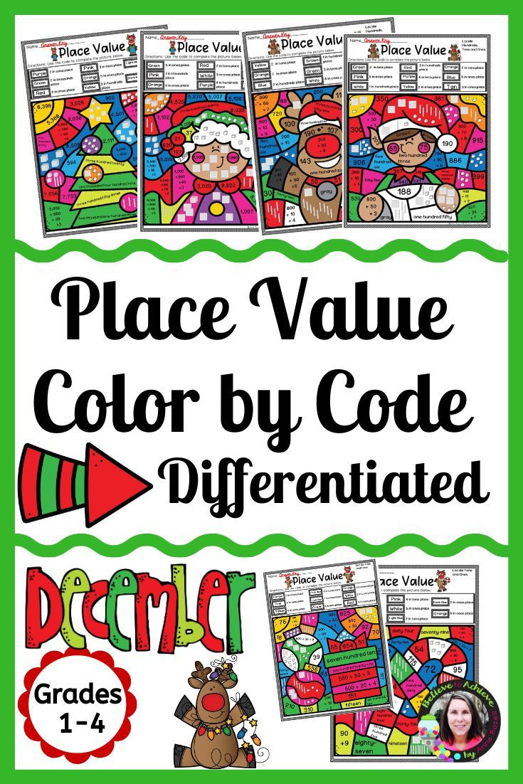 Christmas Place Value Colorcode Differentiated Worksheets inside Christmas Place Value Worksheets