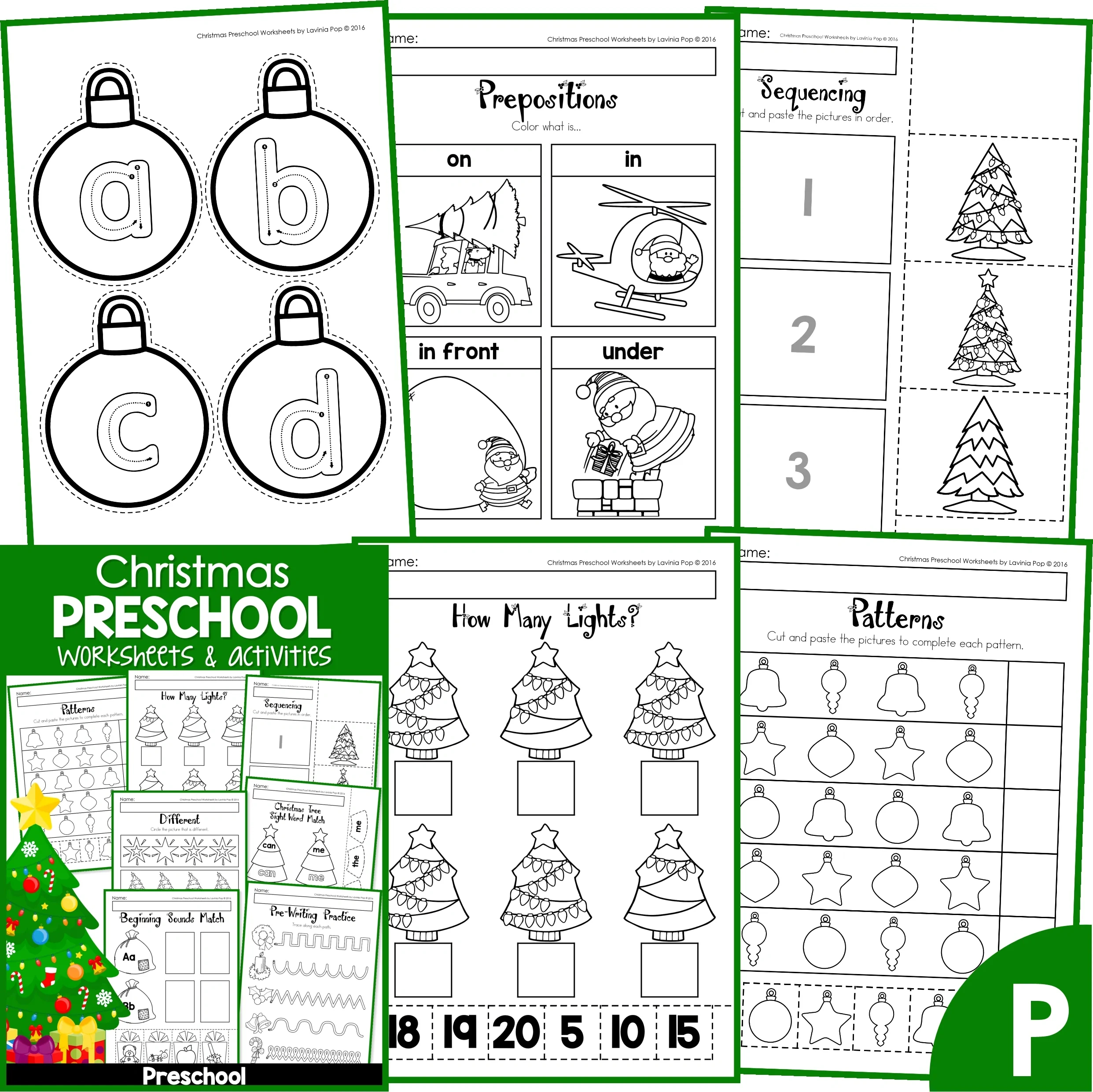 Christmas Preschool Worksheets And Activities No Prep with Christmas Beginning Sounds Worksheets