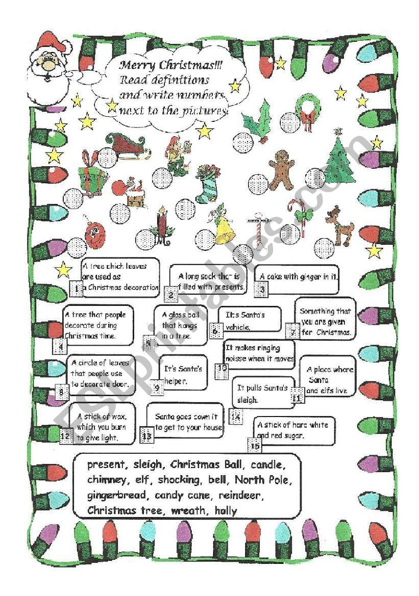 Christmas Riddles - Esl Worksheetmonika.79 in Christmas Riddle Worksheets