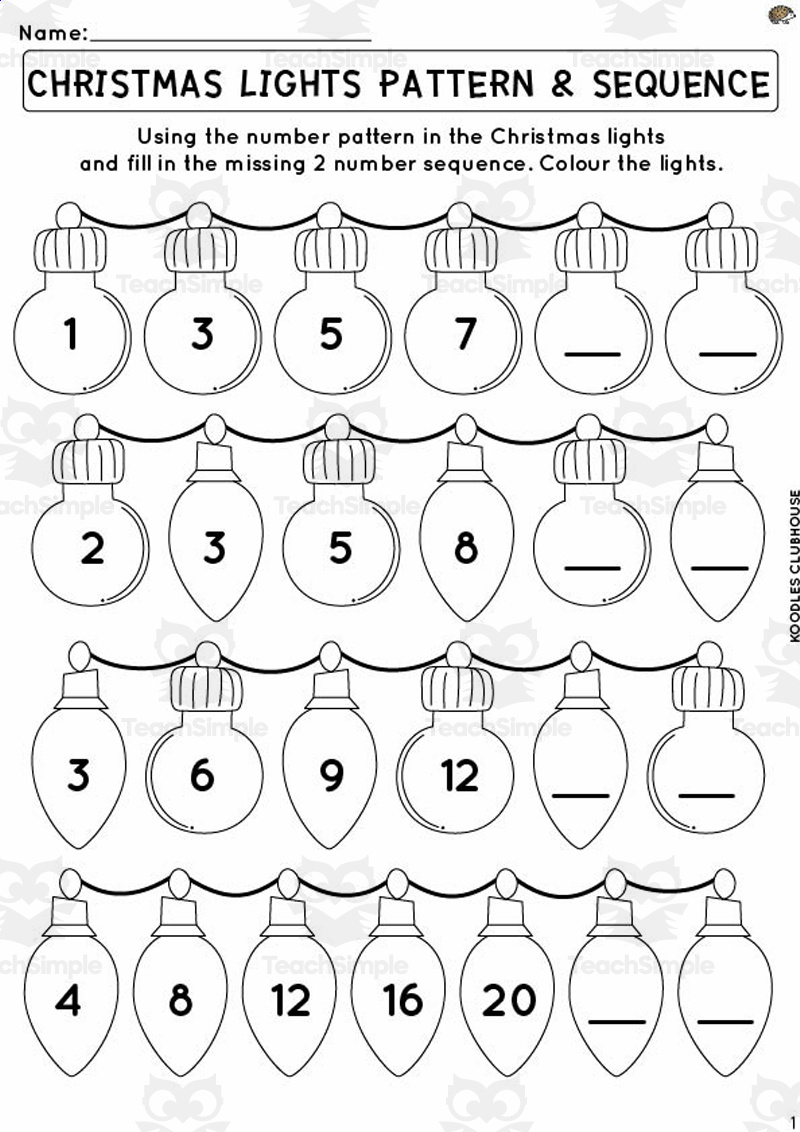 Christmas Sequence Lights Worksheetsteach Simple regarding Christmas Sequencing Worksheets