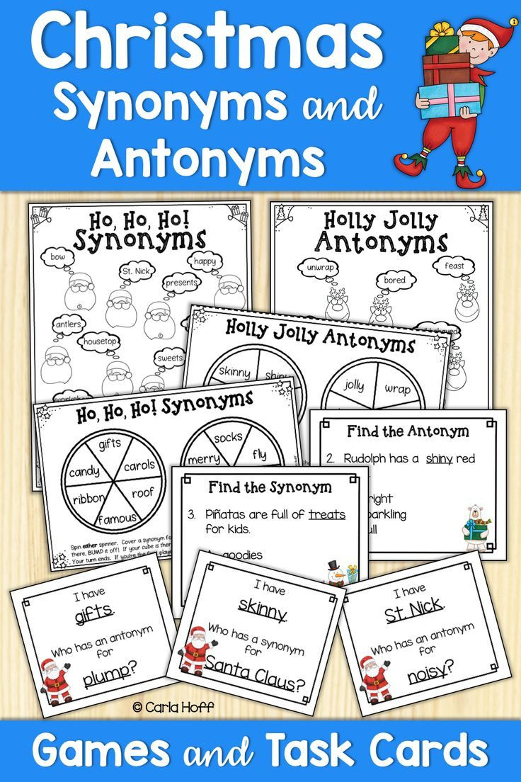 Christmas Synonyms &amp;amp; Antonyms Games with Christmas Synonyms Worksheet