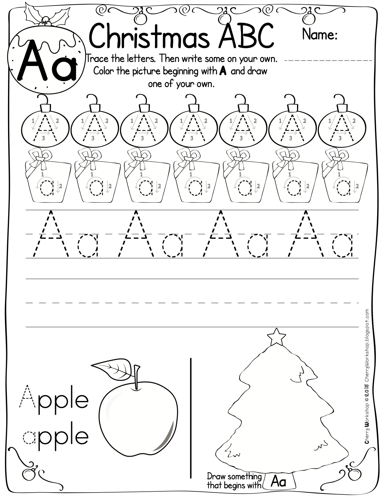 Christmas Themed Abc Pracitce Worksheetsteach Simple with Christmas Abc Worksheets