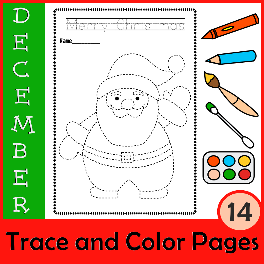 Christmas Trace And Color Pages {Fine Motor Skills + Pre-Writing} with regard to Christmas Pre Writing Worksheets