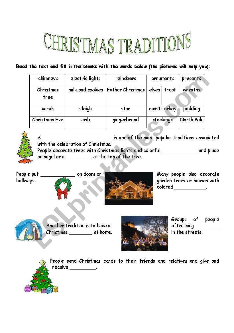 Christmas Traditions - Esl Worksheetlindsey_Salmon in Christmas Traditions Worksheet