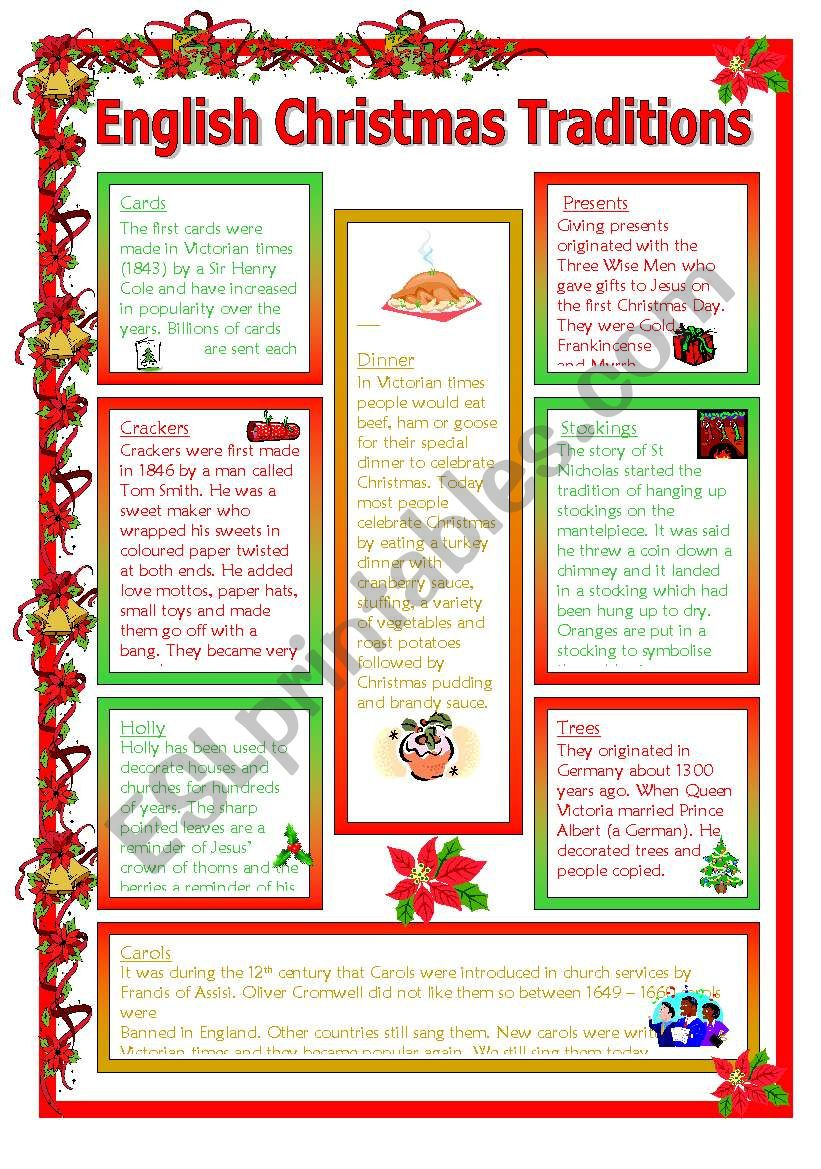 Christmas Traditions - Esl Worksheetmowells pertaining to Christmas Traditions Worksheet